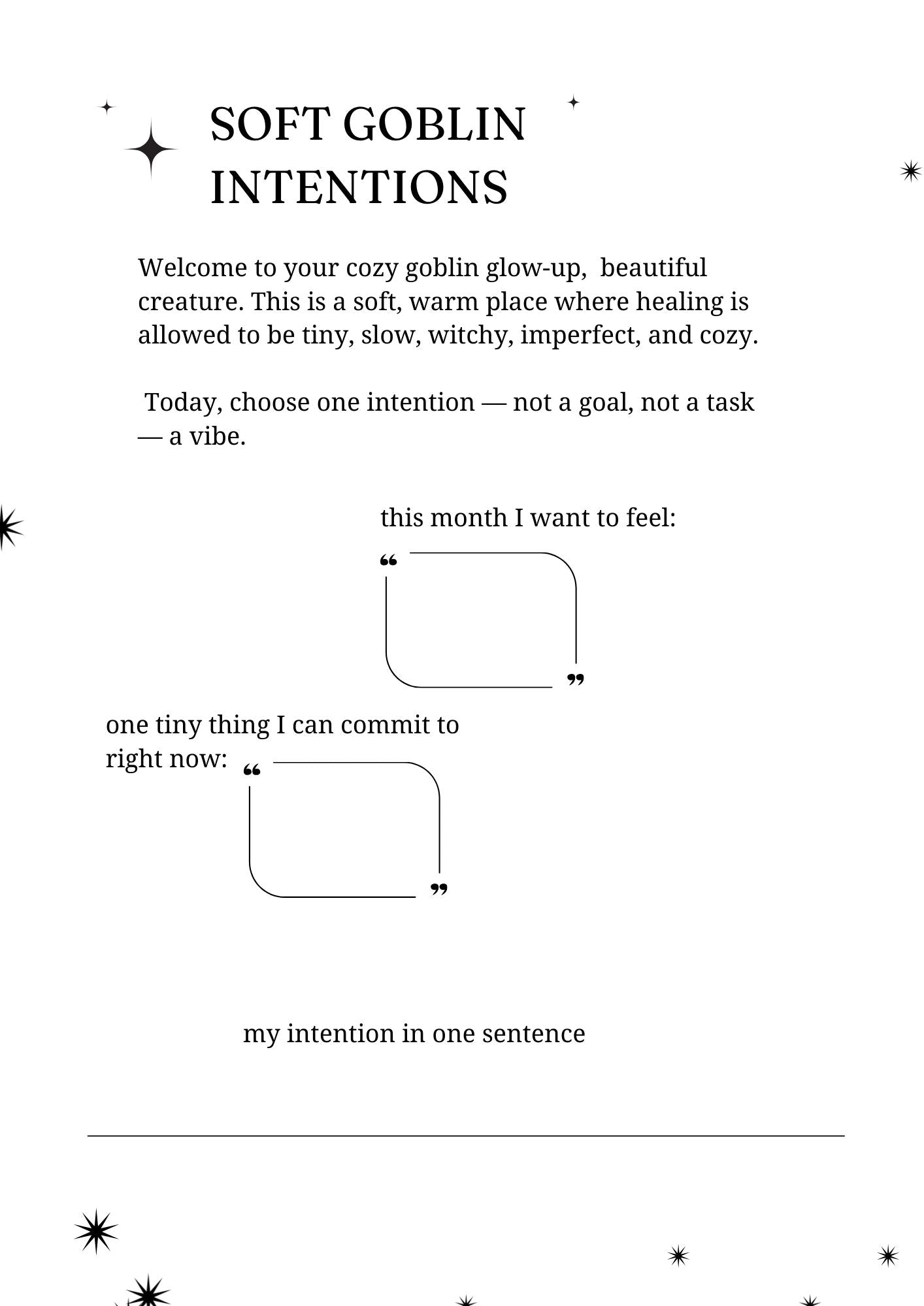 The Cozy Goblin Glow-Up Workbook- PDF|Digital File|Printable|